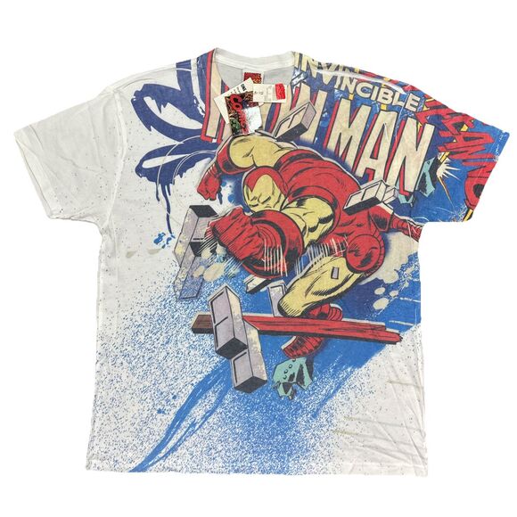 NOS Y2K Marvel Comics 2009 Iron Man All Over Print Super Hero T Shirt XL NWT - Picture 1 of 5